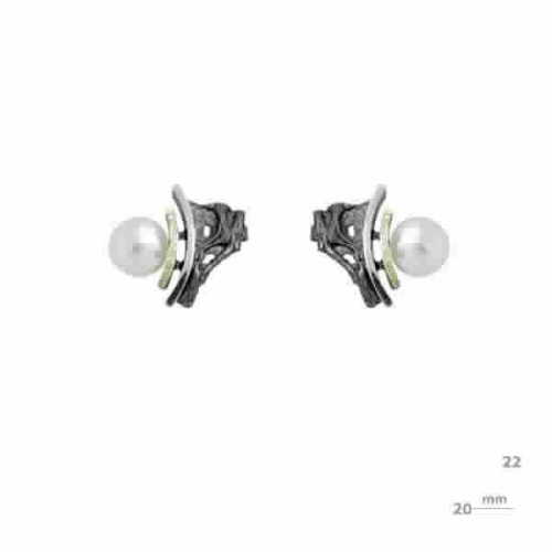 Pendientes de plata, oro y perla barroca