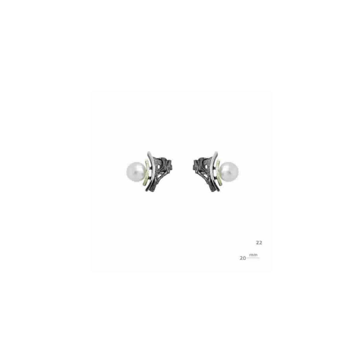 Pendientes de plata, oro y perla barroca