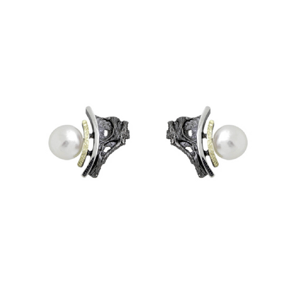 Pendientes de plata, oro y perla barroca