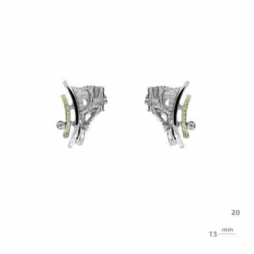 Pendientes de plata, oro y DIAMANT  LAB