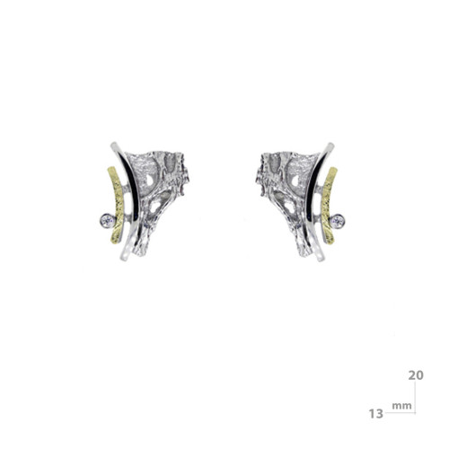 Pendientes de plata, oro y DIAMANT  LAB