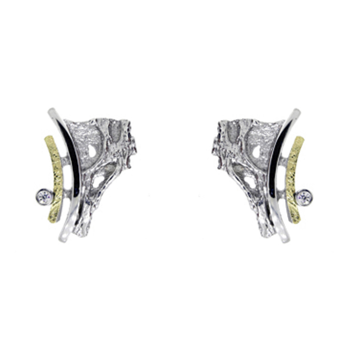 Pendientes de plata, oro y brillante