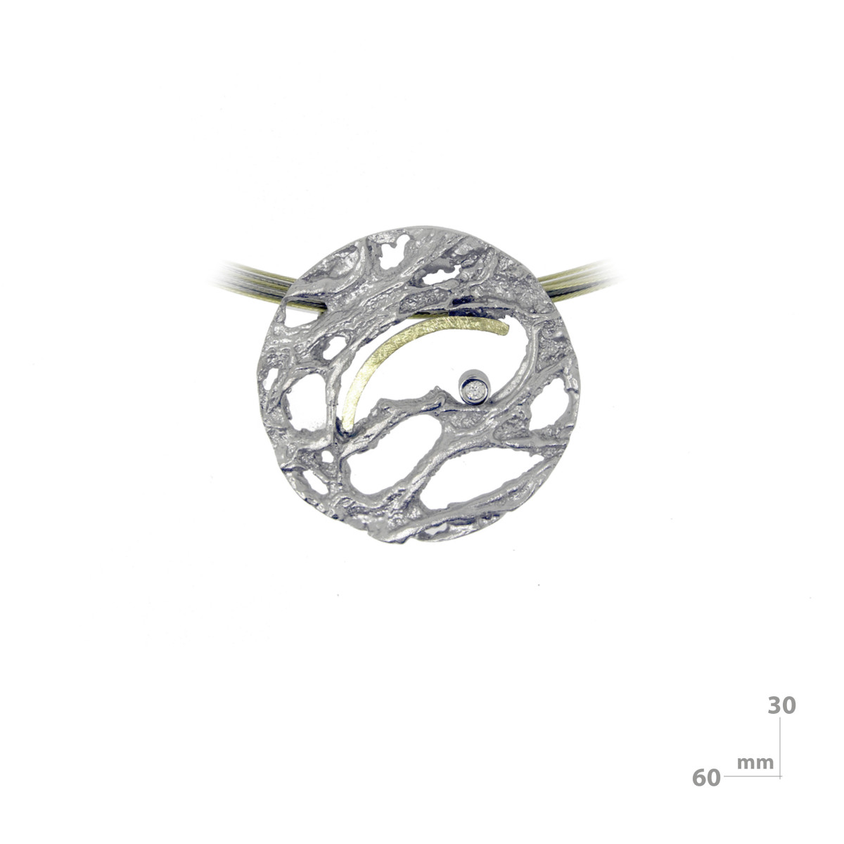 Silver, gold and brilliant pendant