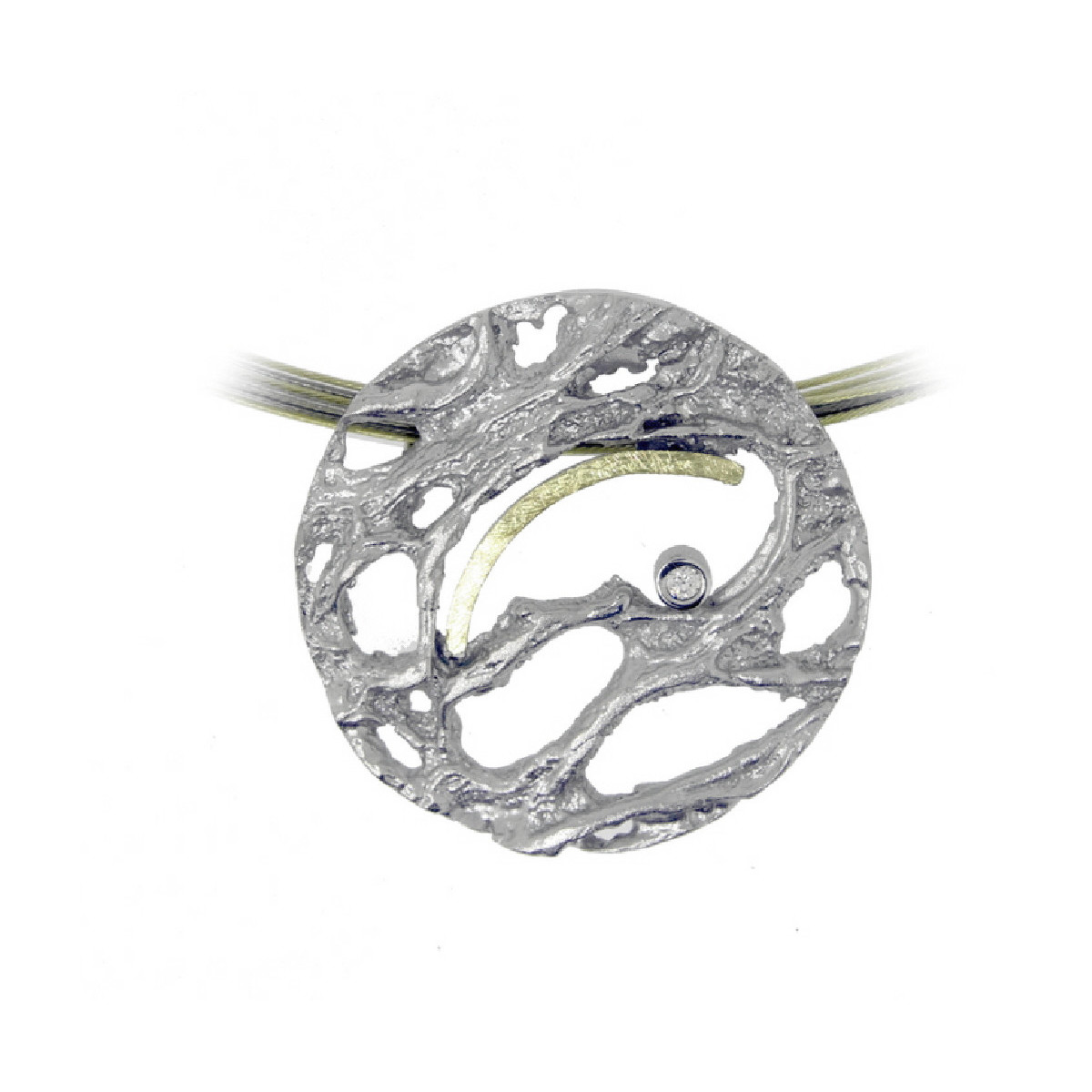 Silver, gold and brilliant pendant