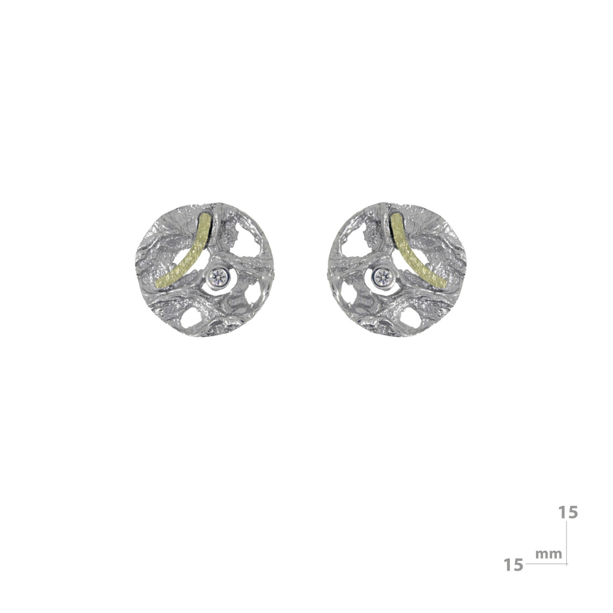 Silver, gold and brilliant earrings