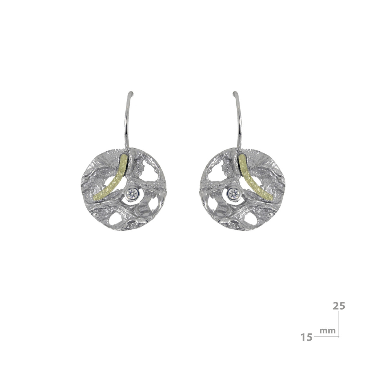 Silver, gold and brilliant earrings