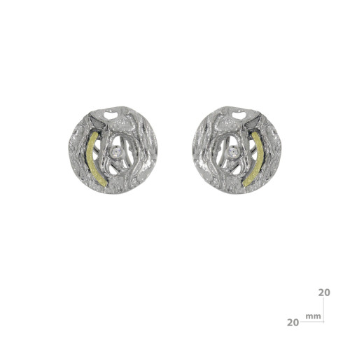 Pendientes de plata, oro y brillante