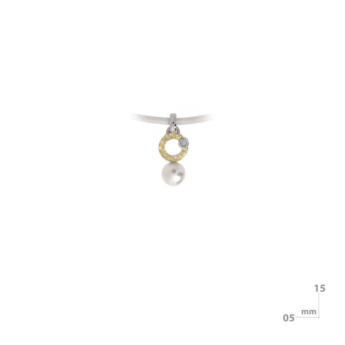 Colgante de plata, oro, perla cultivada y brillante
