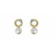 Pendientes de plata, oro, perla cultivada y brillante