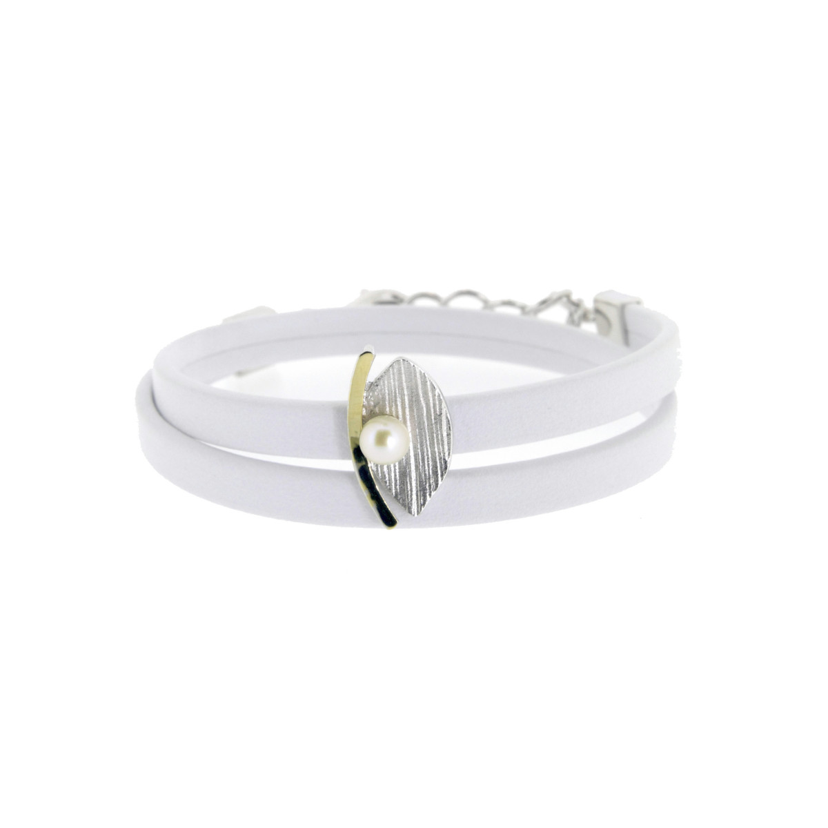 Pulsera de plata, oro y perla cultivada