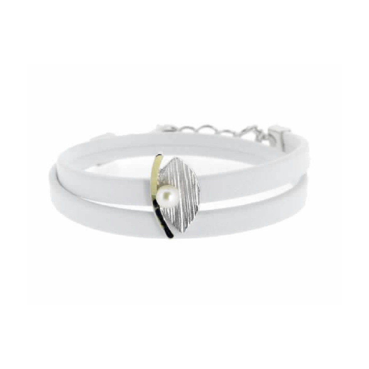 Pulsera de plata, oro y perla cultivada