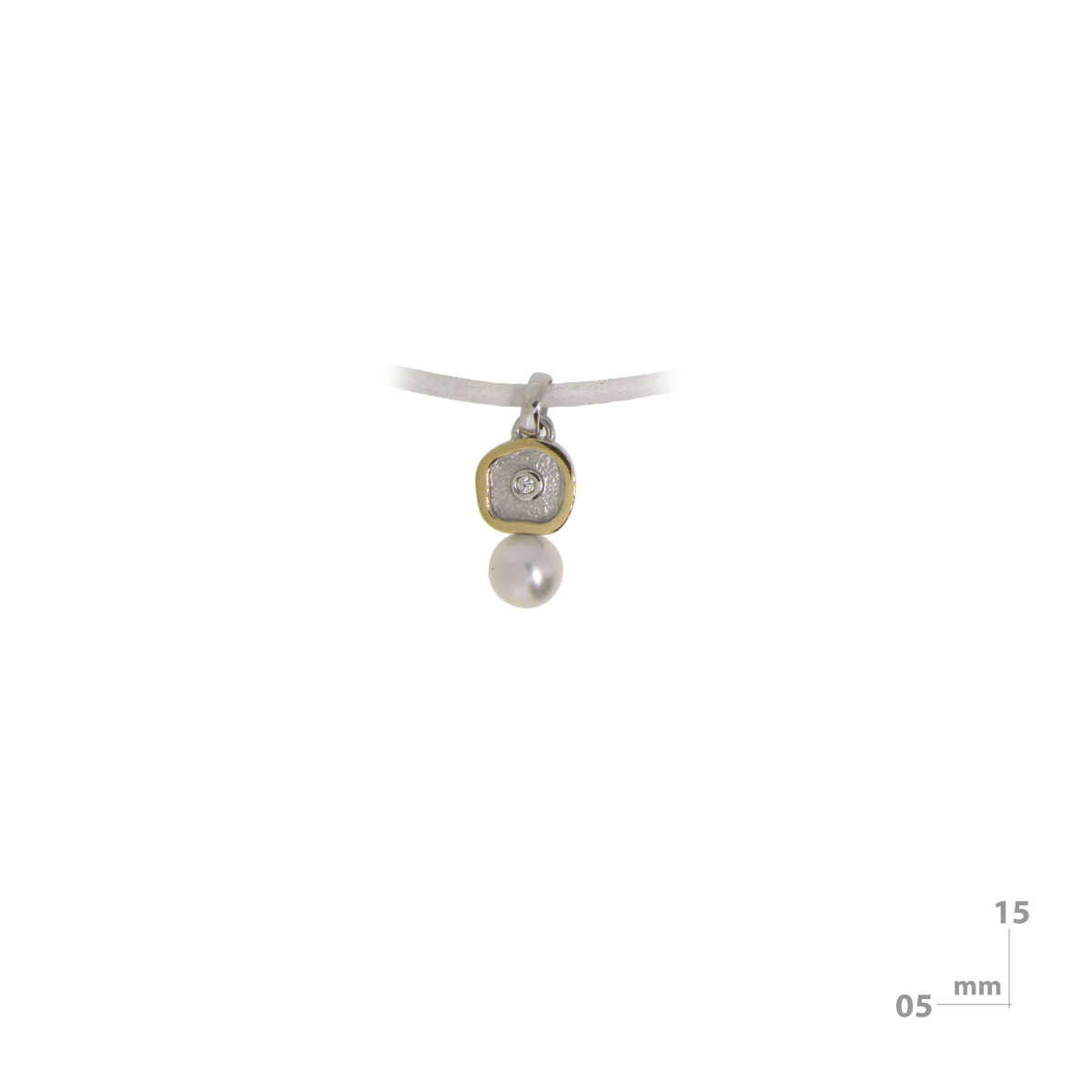 Colgante de plata, oro, perla cultivada y brillante