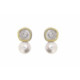 Pendientes de plata, oro, perla cultivada y brillante