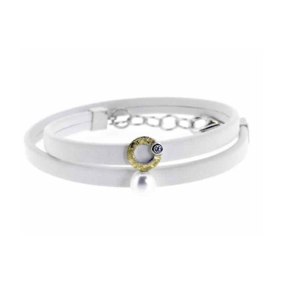 Pulsera de plata, oro, perla cultivada y brillante