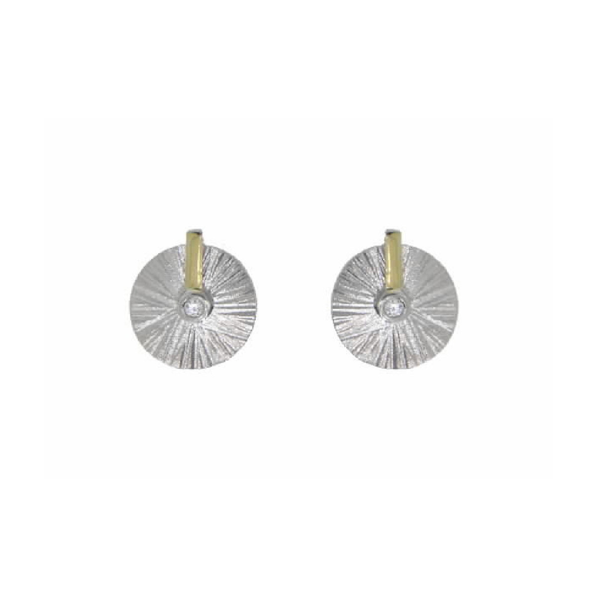 Pendientes de plata, oro y brillante