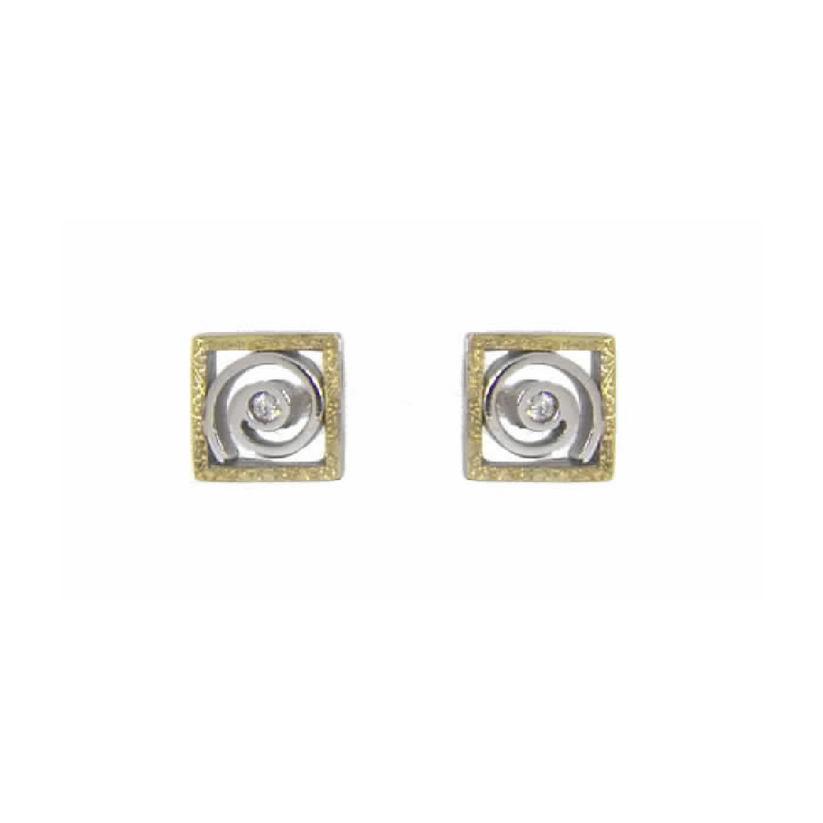 Pendientes de plata, oro y brillante