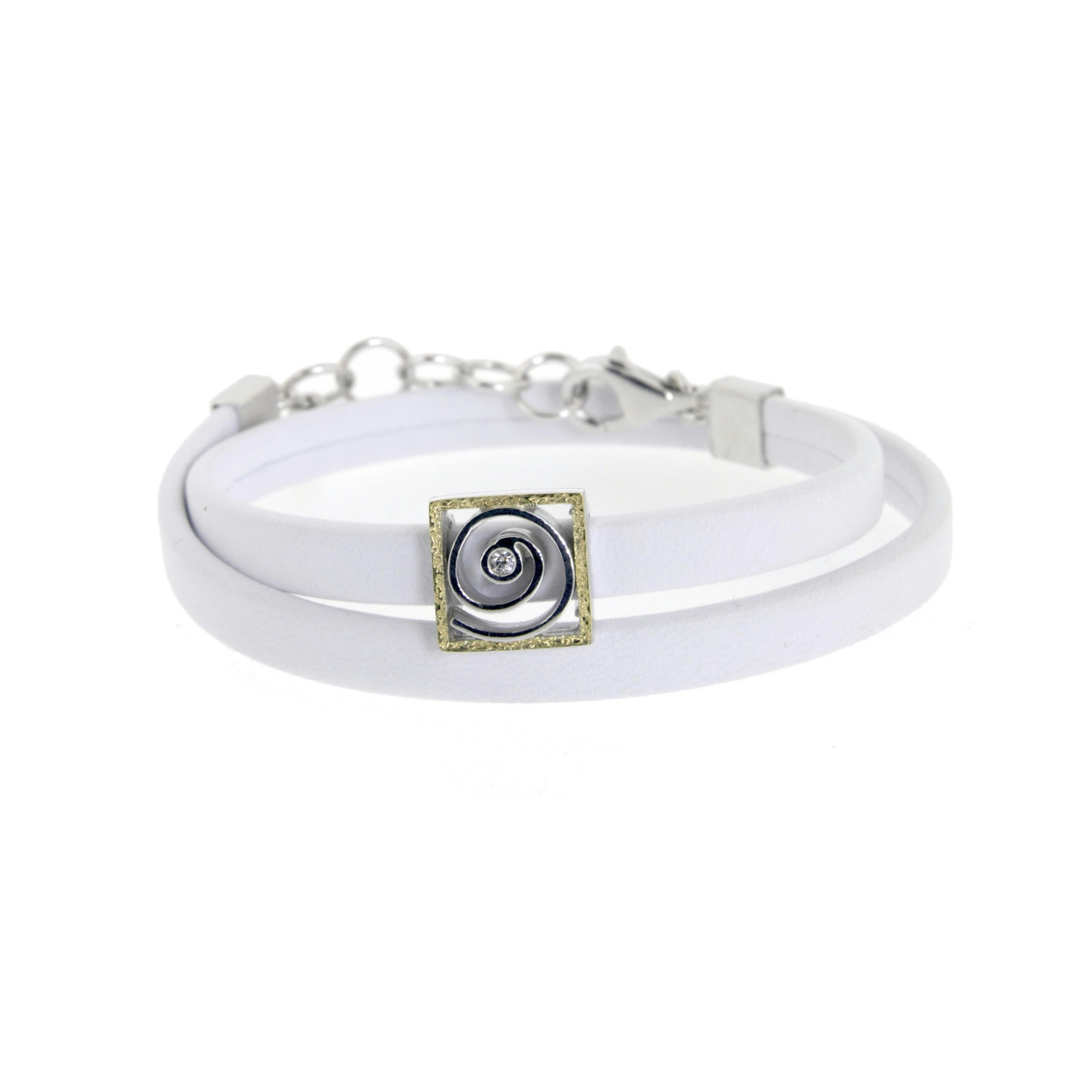 Pulsera de plata, oro y brillante