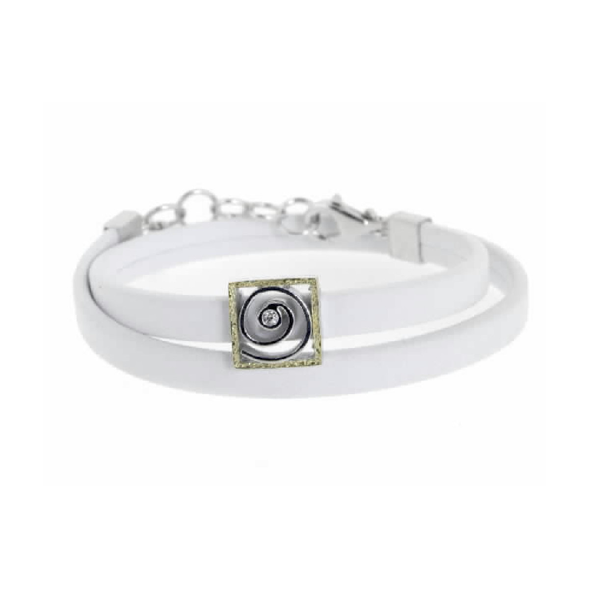 Pulsera de plata, oro y brillante