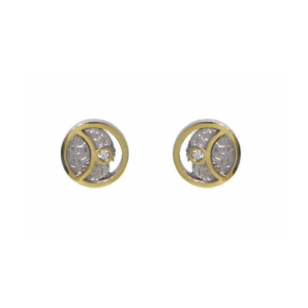 Pendientes de plata, oro y brillante