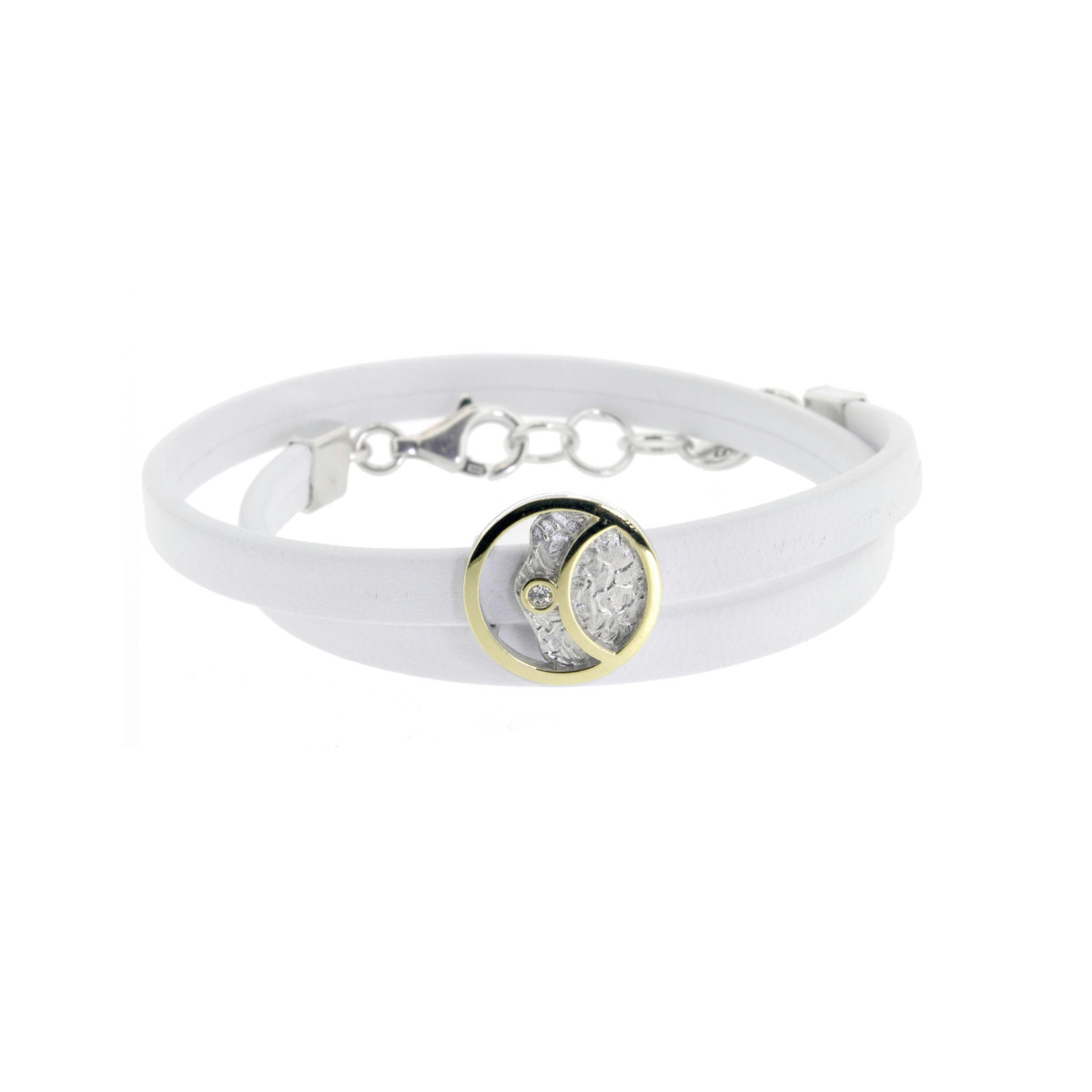 Pulsera de plata, oro y brillante
