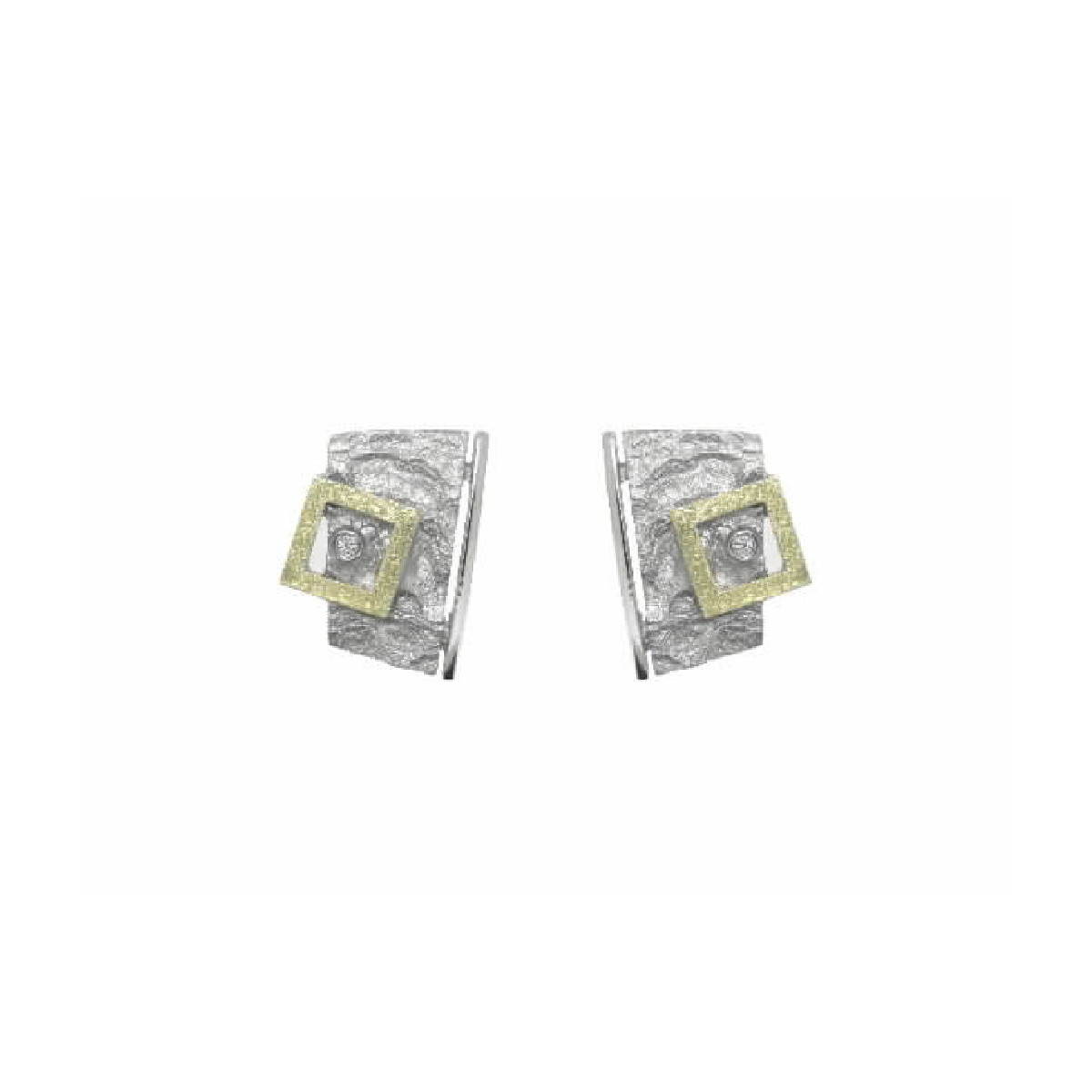 Pendientes de plata, oro y brillante