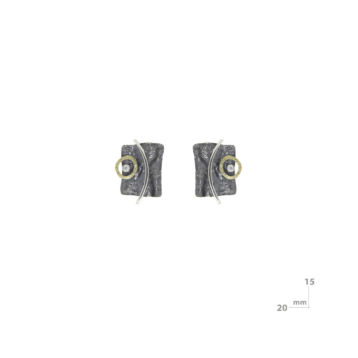 Pendientes de plata, oro y brillante