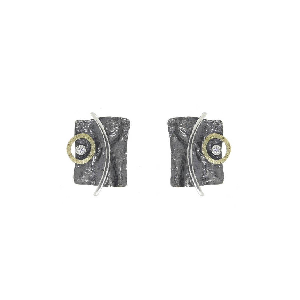 Pendientes de plata, oro y brillante