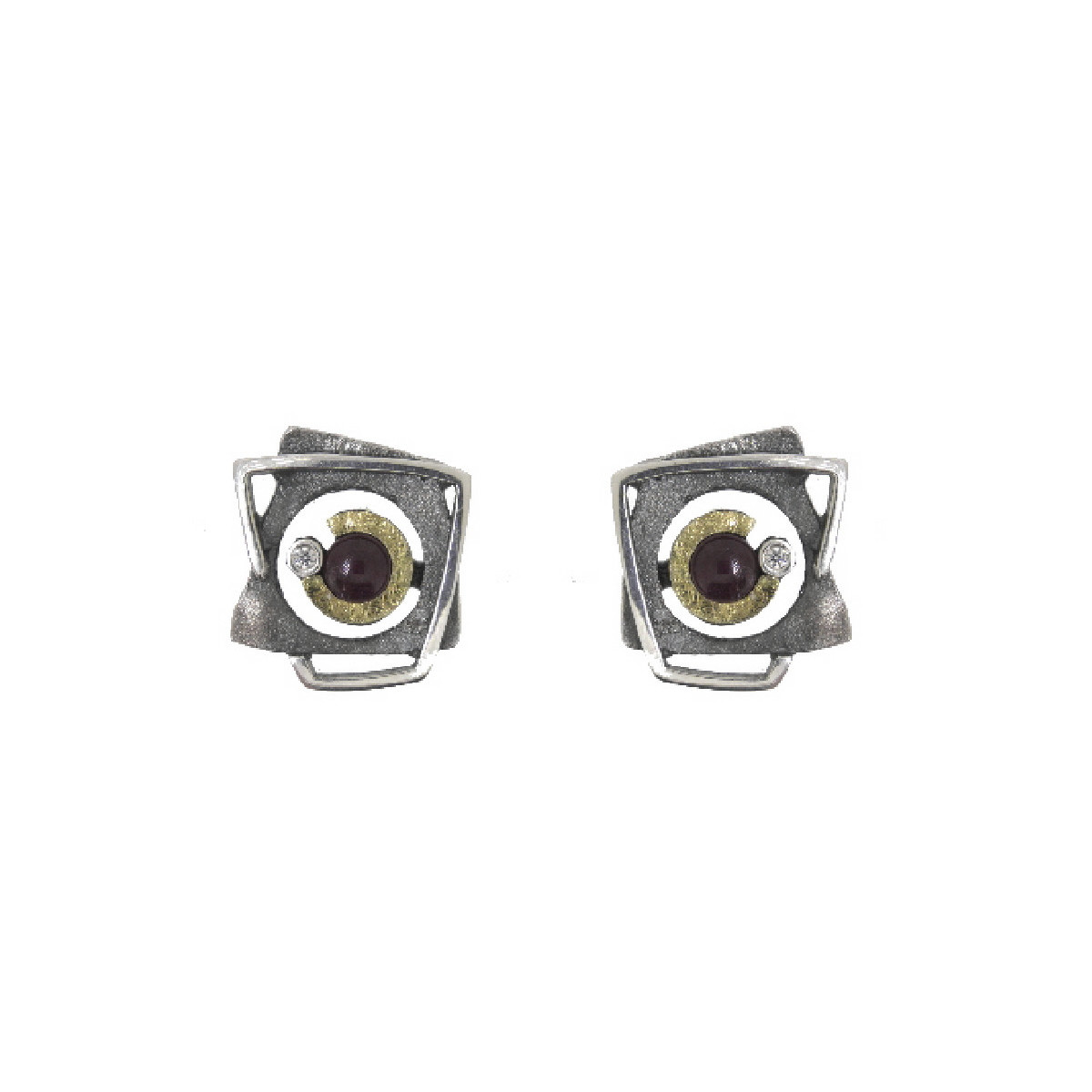Pendientes de plata, oro, rubí y brillante