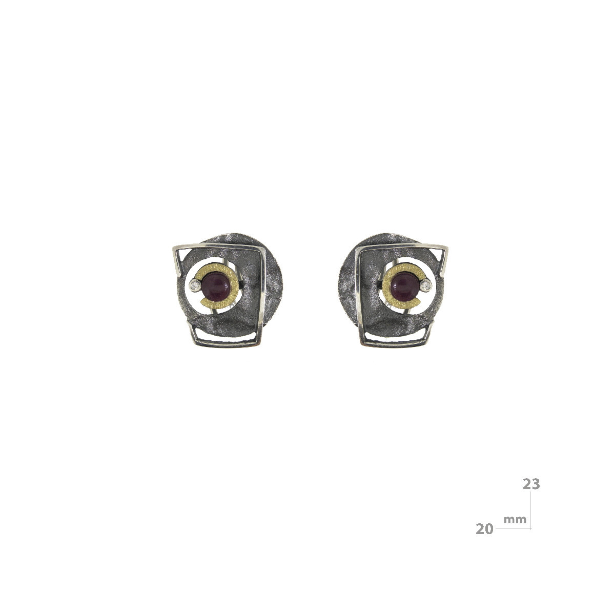 Pendientes de plata, oro, rubí y brillante
