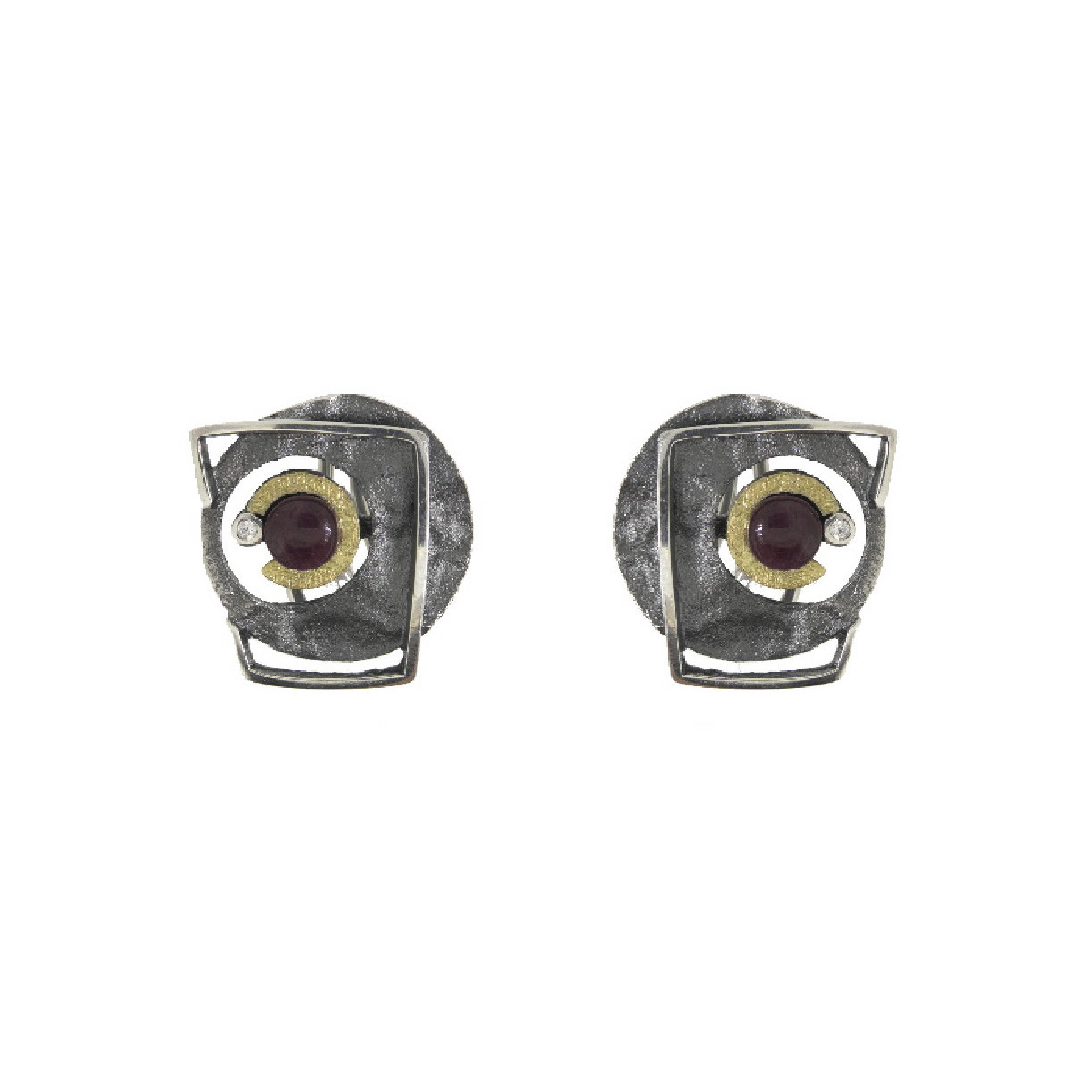 Pendientes de plata, oro, rubí y brillante