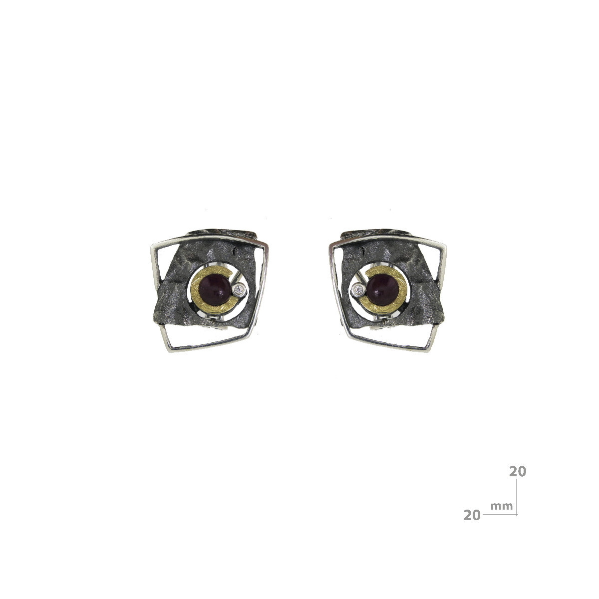 Pendientes de plata, oro, rubí y brillante