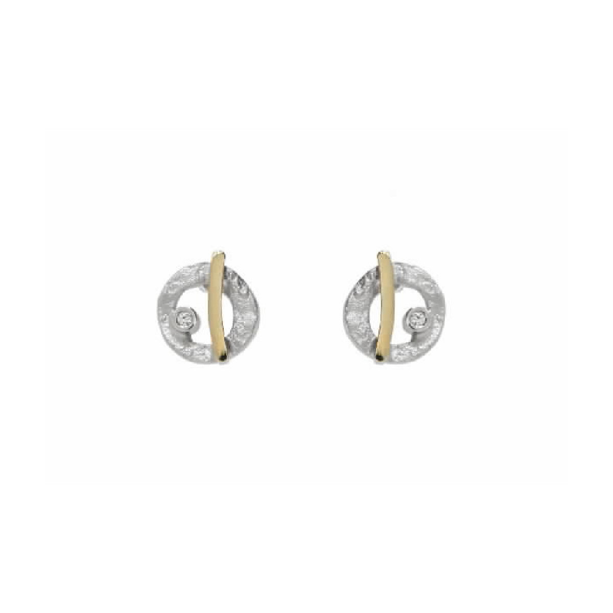 Pendientes de plata, oro y brillante