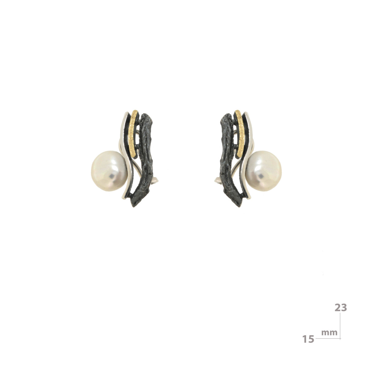 Pendientes de plata, oro y perla barroca