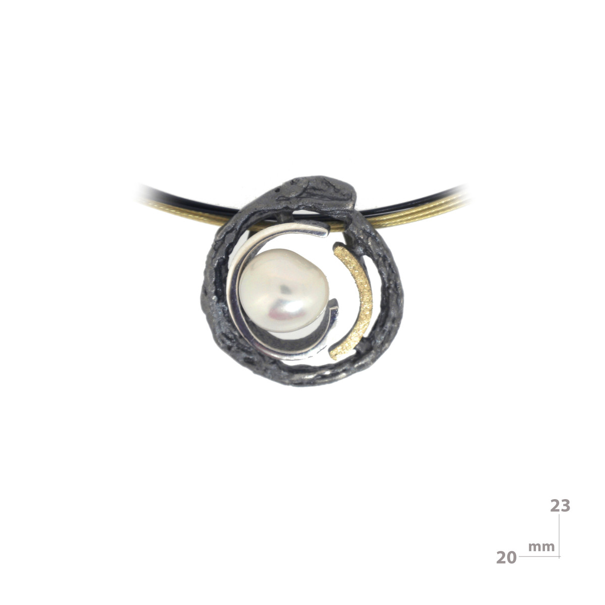 Colgante de plata, oro y perla cultivada