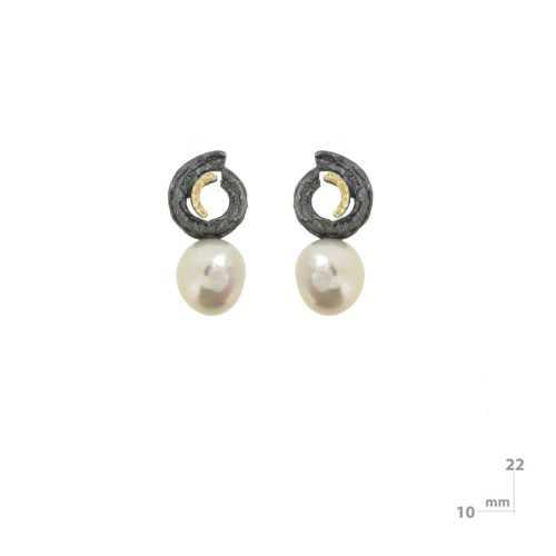 Pendientes de plata, oro y perla cultivada