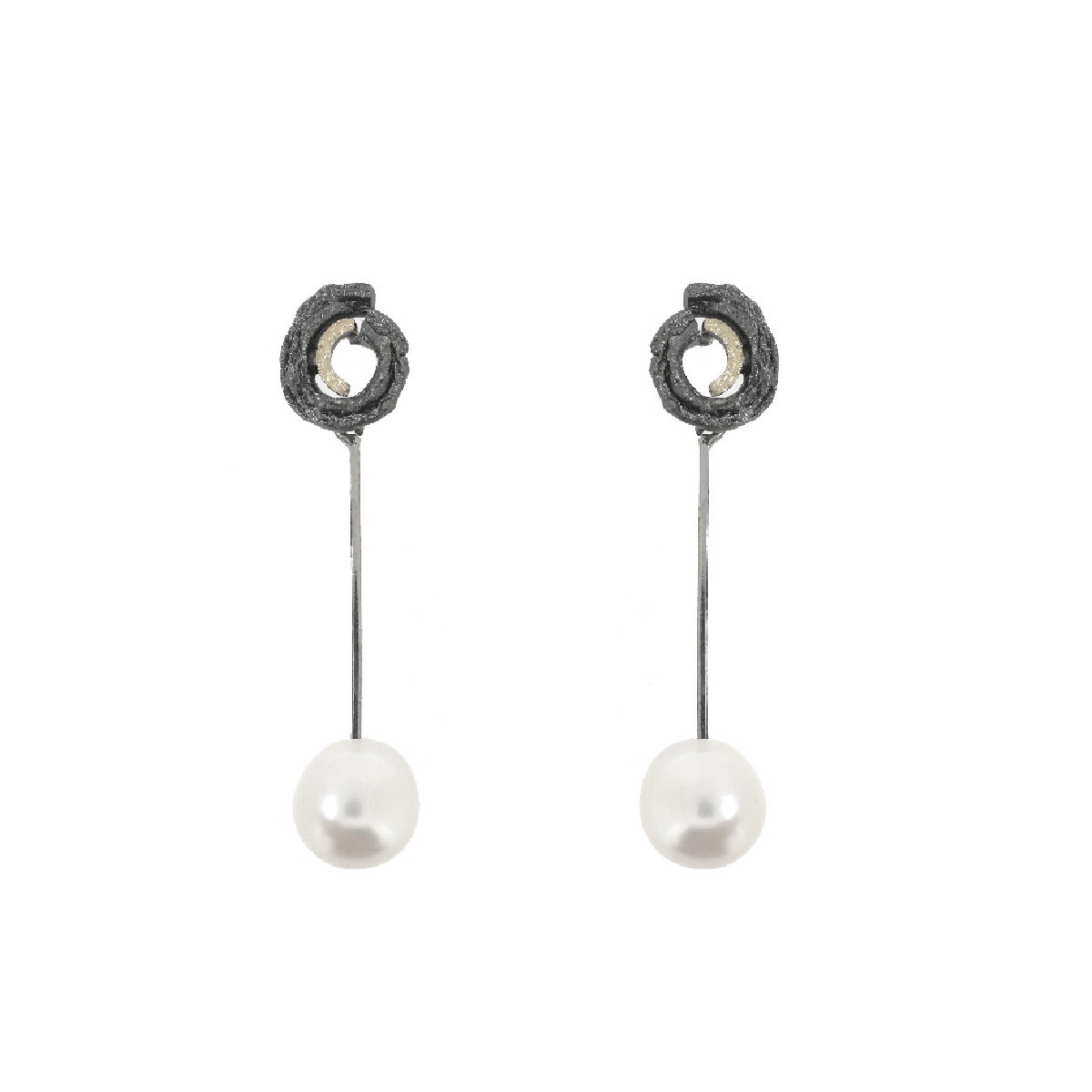 Pendientes de plata, oro y perla cultivada
