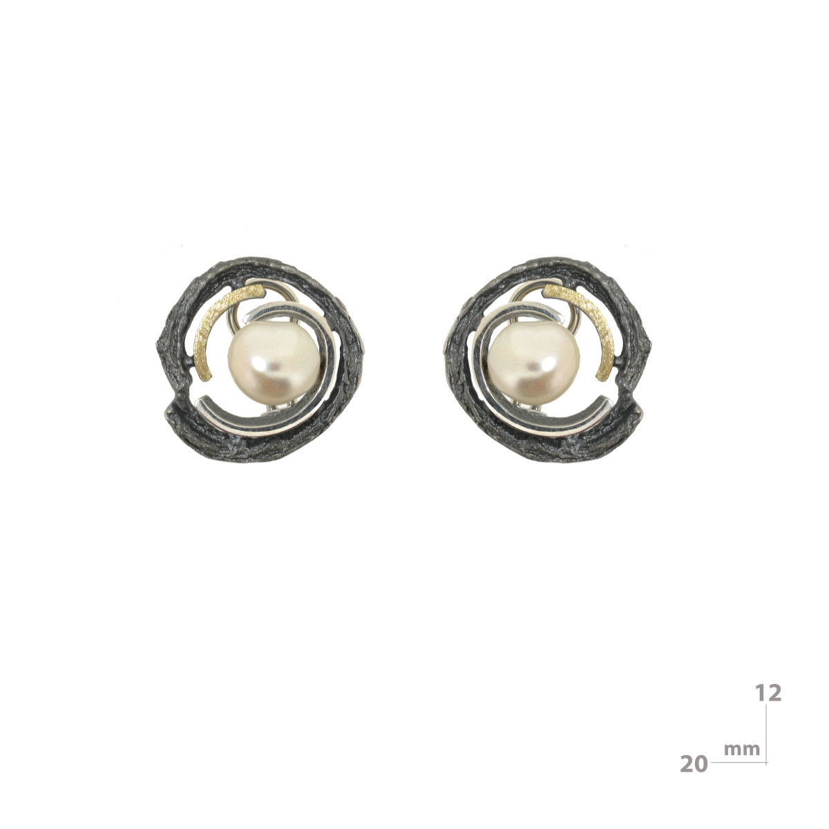 Pendientes de plata, oro y perla cultivada