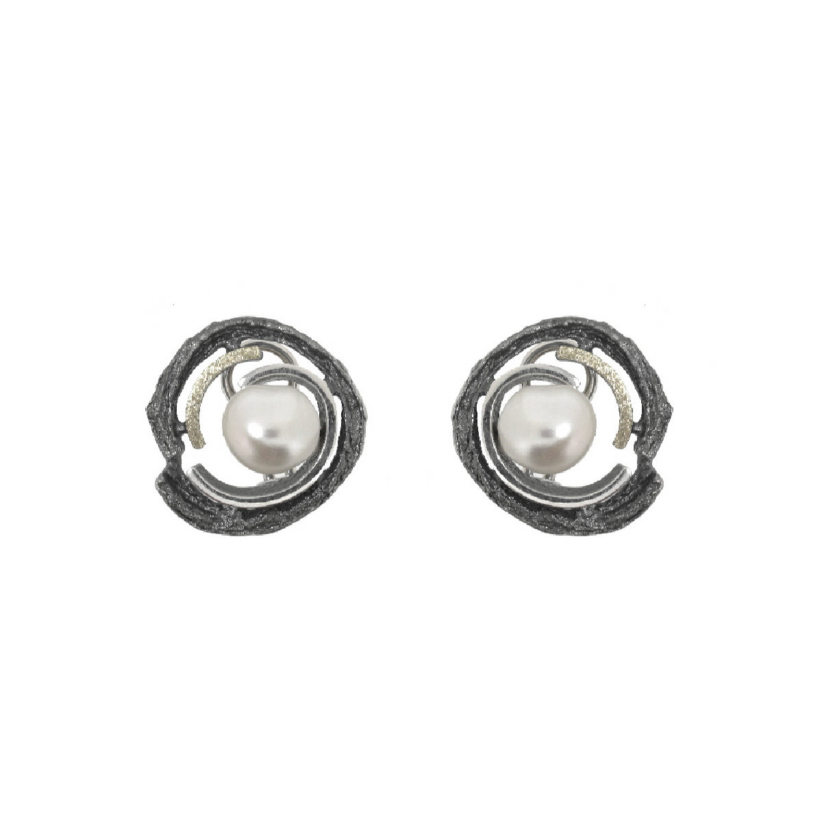 Pendientes de plata, oro y perla cultivada