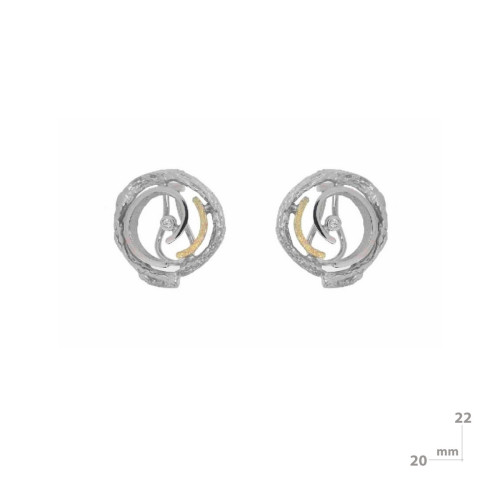 Pendientes de plata, oro y brillante