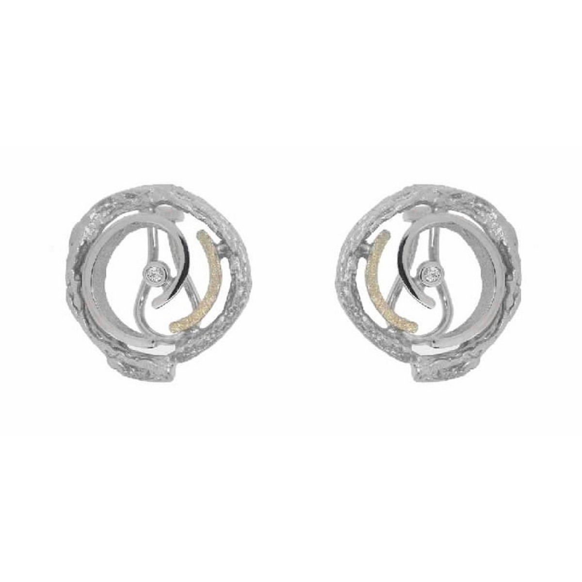 Pendientes de plata, oro y brillante