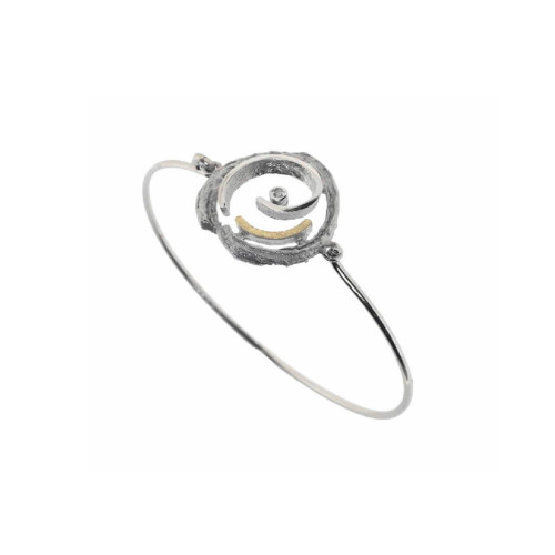 Pulsera de plata, oro y brillante