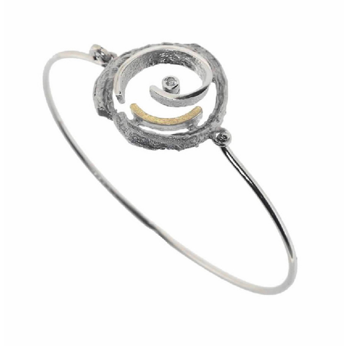 Pulsera de plata, oro y brillante