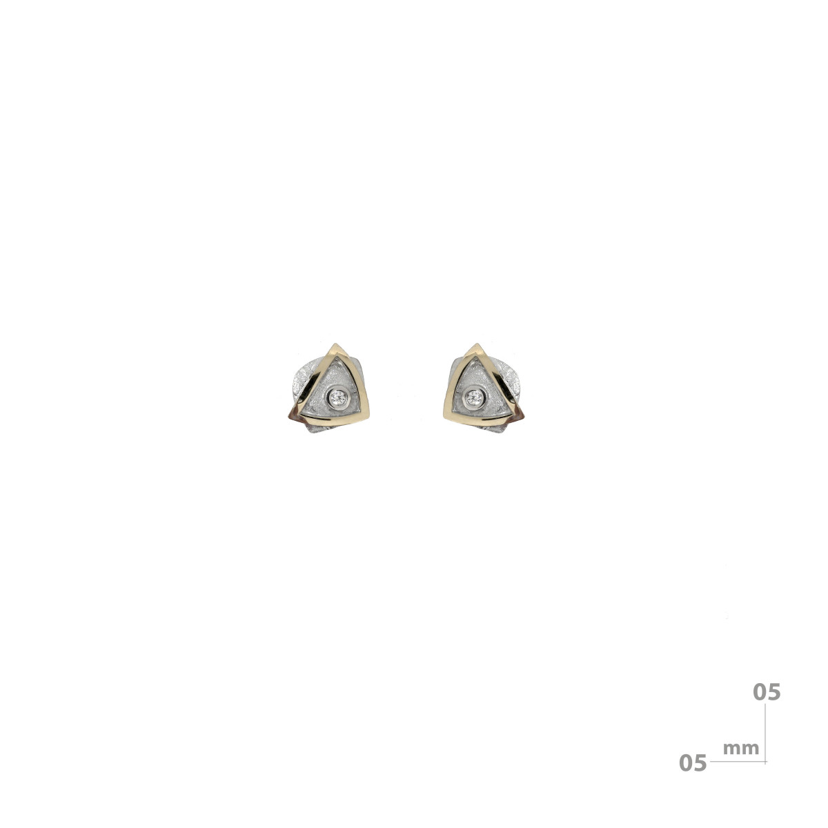 Pendientes de plata, oro y brillante