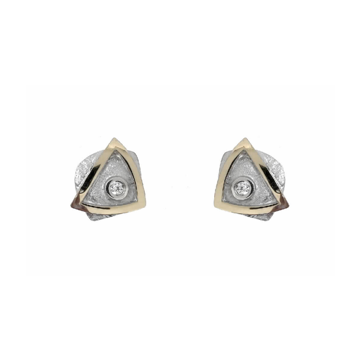 Pendientes de plata, oro y brillante