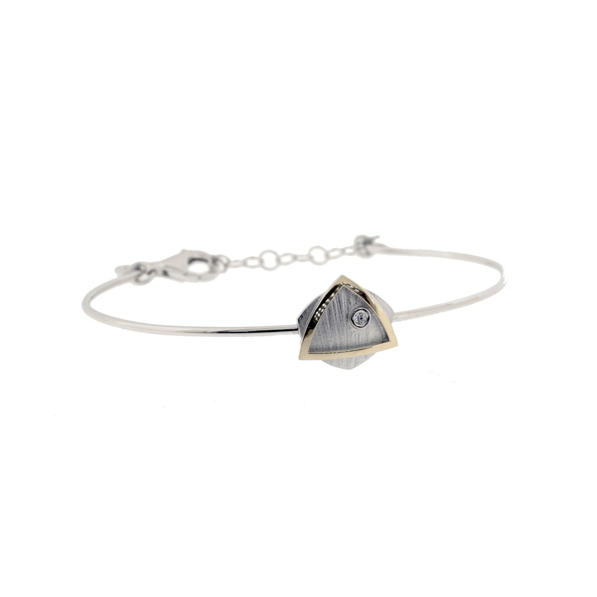 Pulsera de plata, oro y brillante