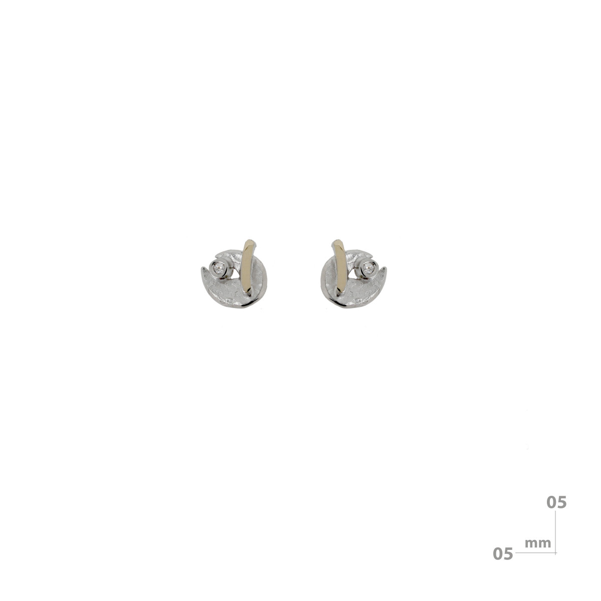Pendientes de plata, oro y brillante