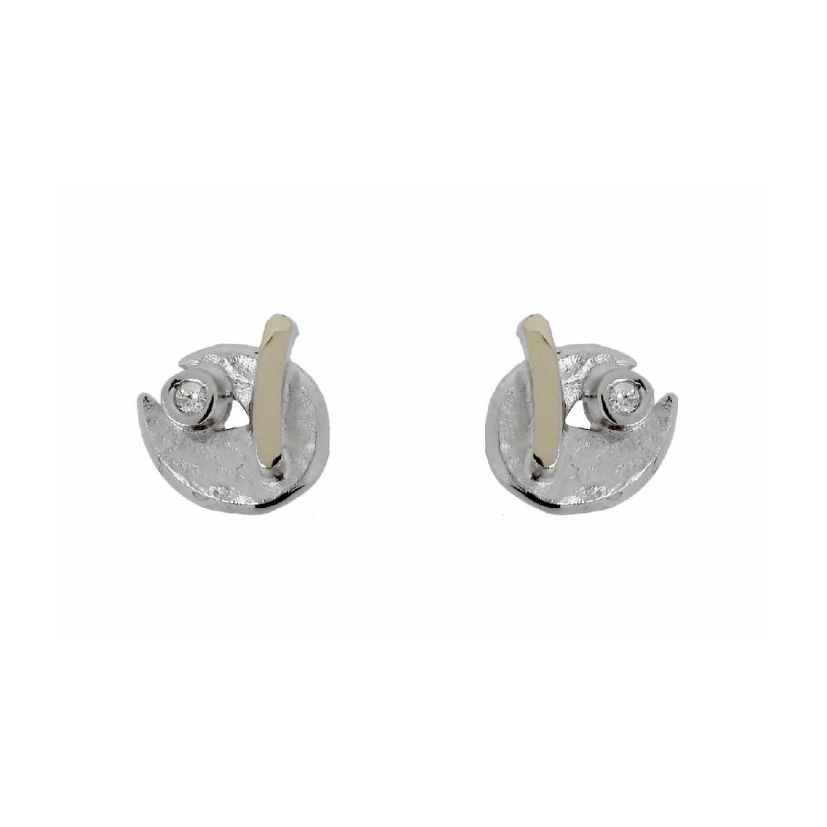 Pendientes de plata, oro y brillante