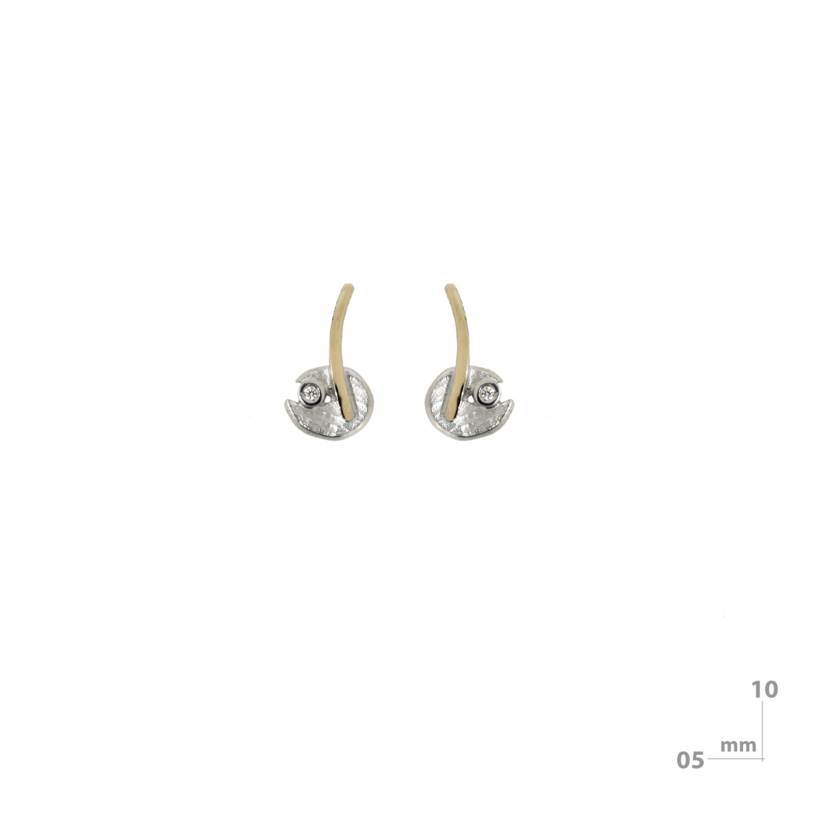 Pendientes de plata, oro y brillante
