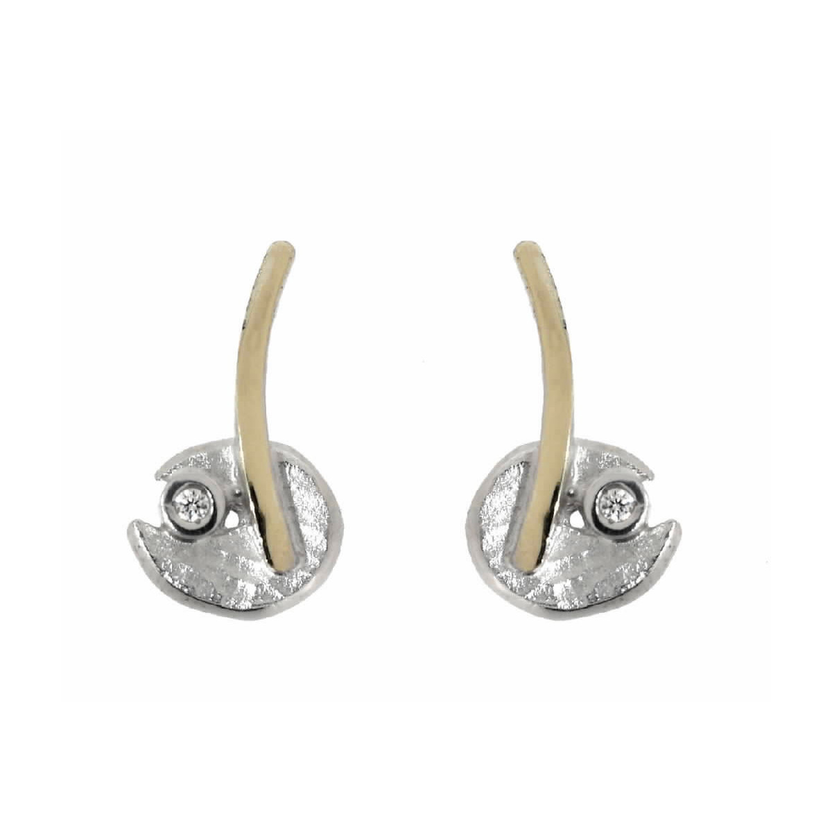 Pendientes de plata, oro y brillante