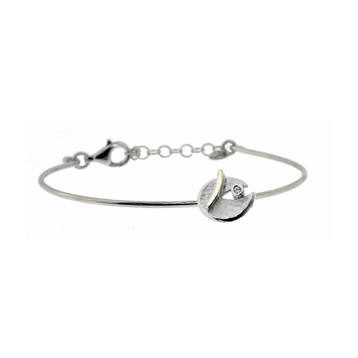 Pulsera de plata, oro y brillante
